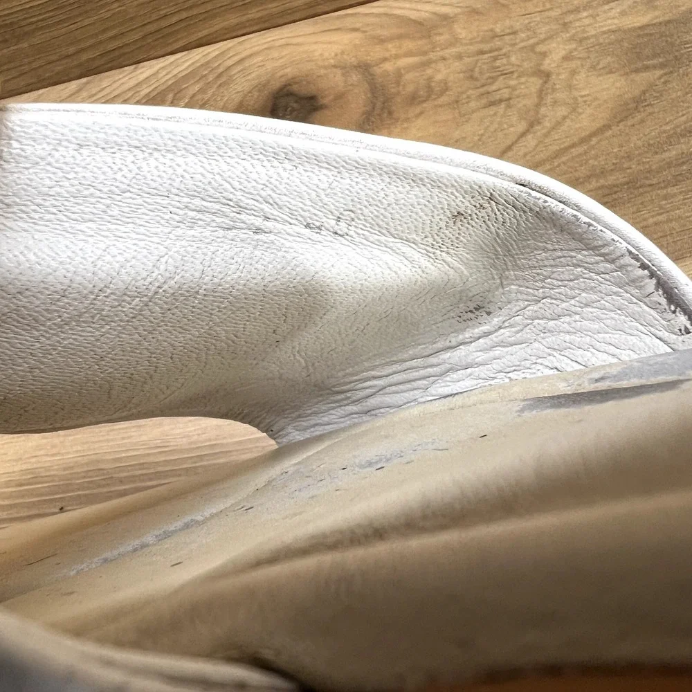 Alexander Mcqueen Slide Sandals 10 EU 40 White Beige Neutrals Leather Square Toe